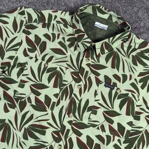 Columbia Shirt Button Front Men's XL Green Leaves Floral Outdoor‎ Fishing AOP